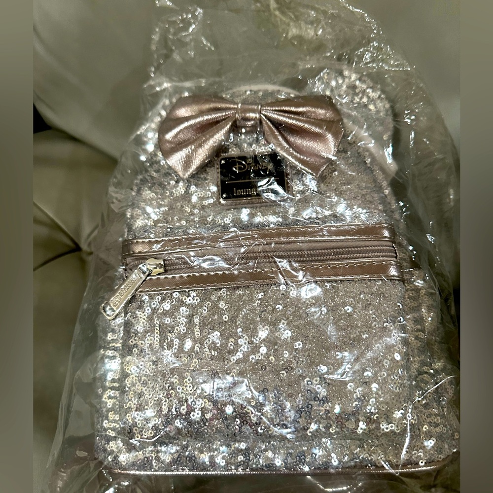 COPY - Disney Loungefly silver sequin backpack, NWT, still in packaging.